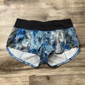 Lululemon Athletic Speed Up LR Shorts Lined 2.5” Blue Multi Women’s Size 6